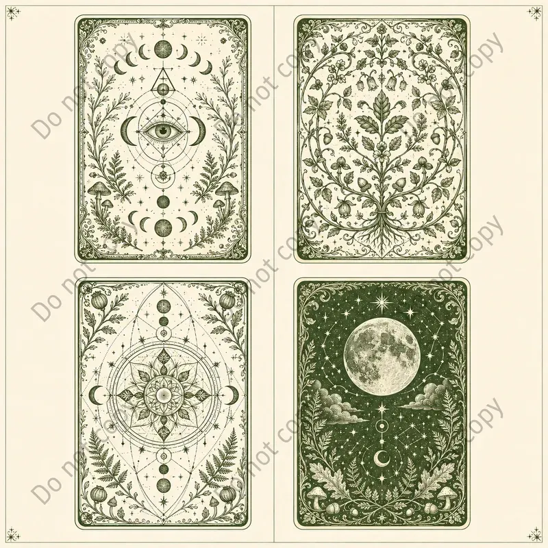 Tarot Card Backs 4 Style Sheets