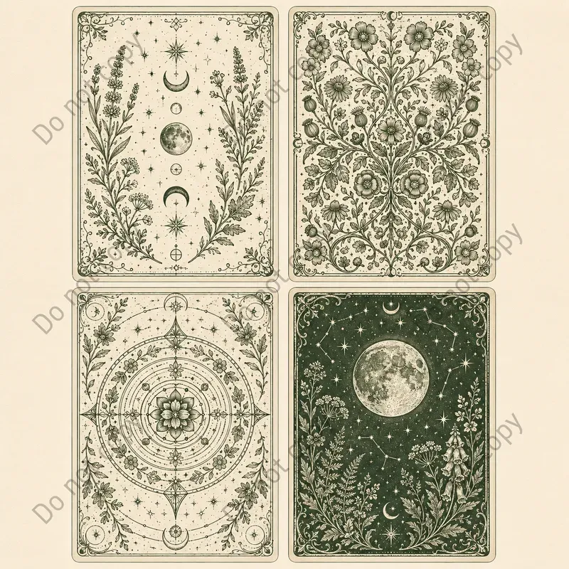 Tarot Card Backs 4 Style Sheets