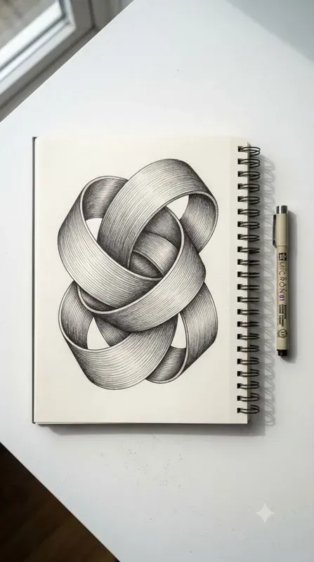 3D Optical Illusion Line Art Sketches