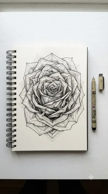 3D Optical Illusion Line Art Sketches