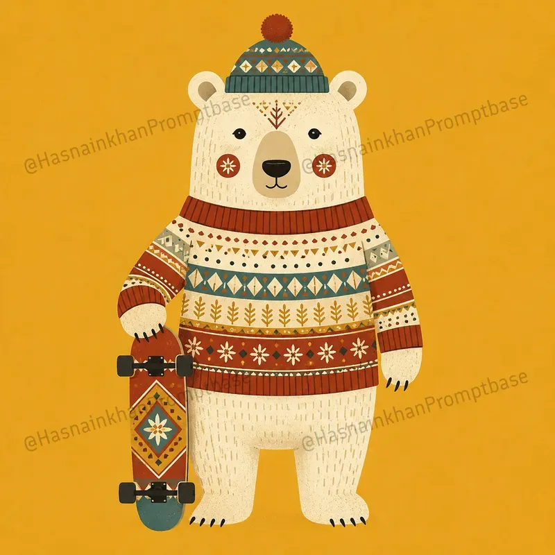 Retro Folk Art Dressed Animal Characters