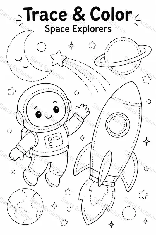 Trace Color Creative Worksheet Kits