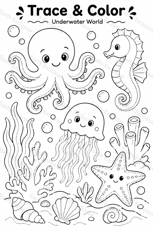Trace Color Creative Worksheet Kits