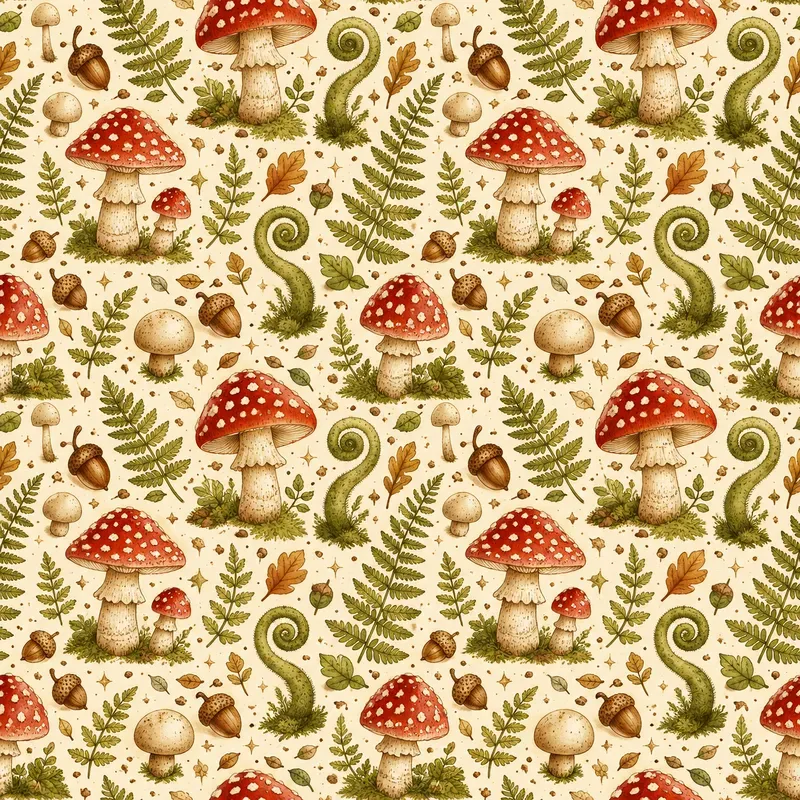 Woodland Mushroom Seamless Patterns