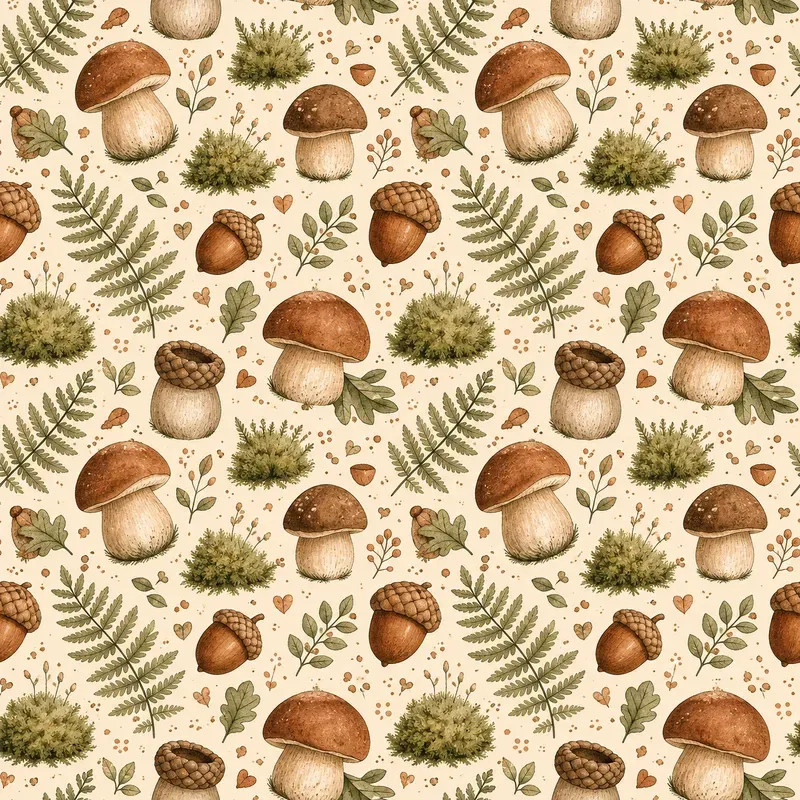 Woodland Mushroom Seamless Patterns
