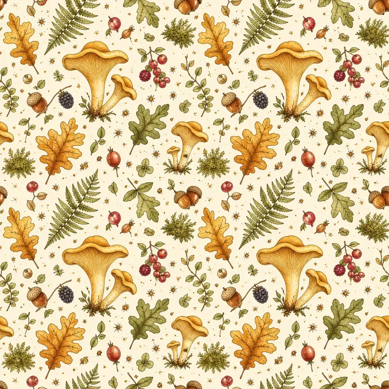 Woodland Mushroom Seamless Patterns
