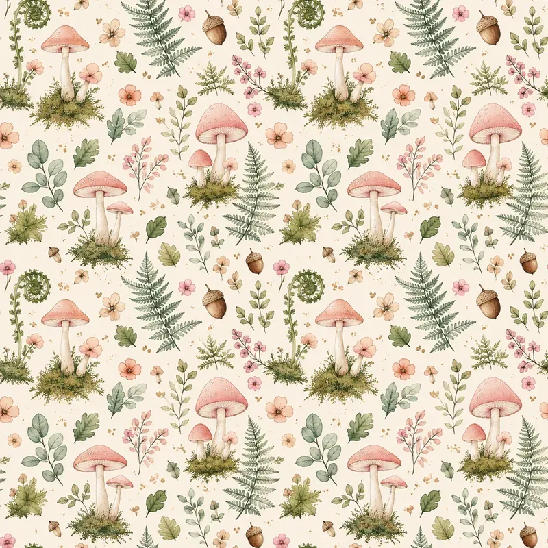 Woodland Mushroom Seamless Patterns