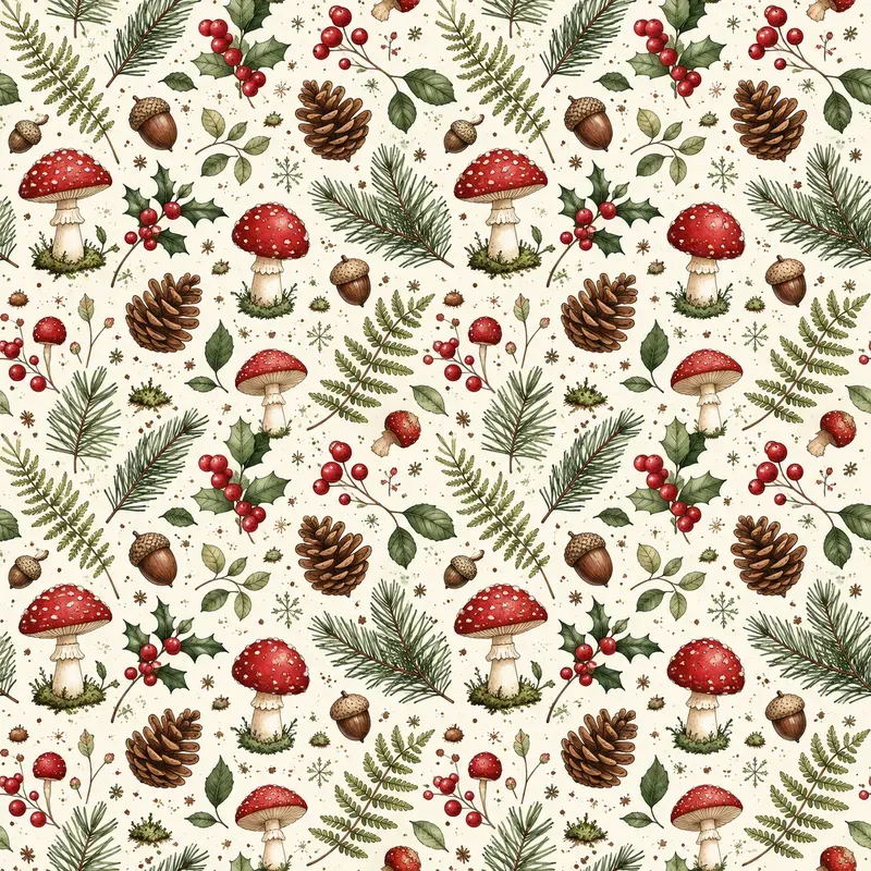 Woodland Mushroom Seamless Patterns