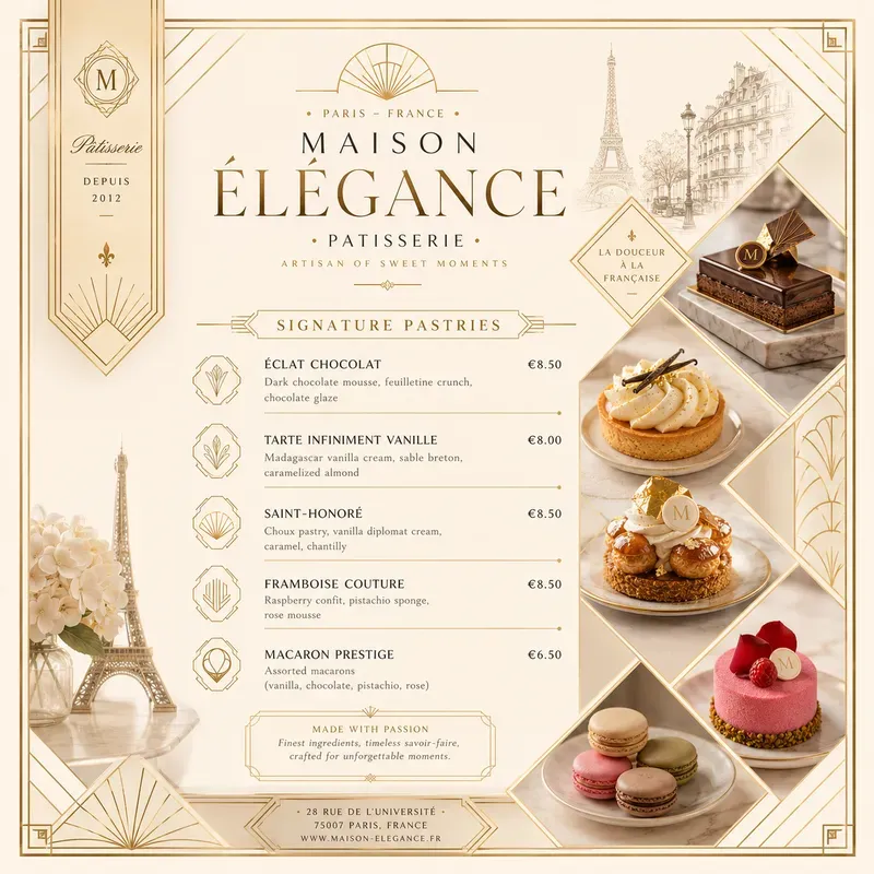 Geometric Boutique Food Menus