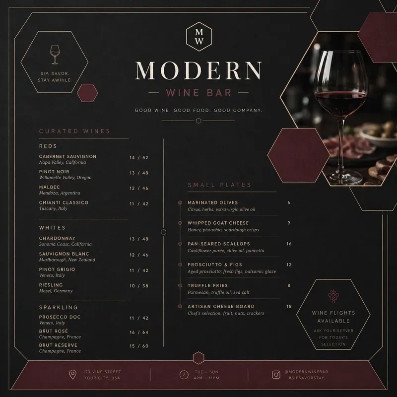 Geometric Boutique Food Menus