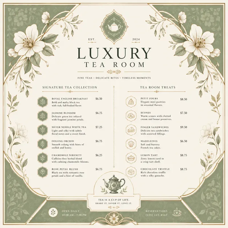Geometric Boutique Food Menus