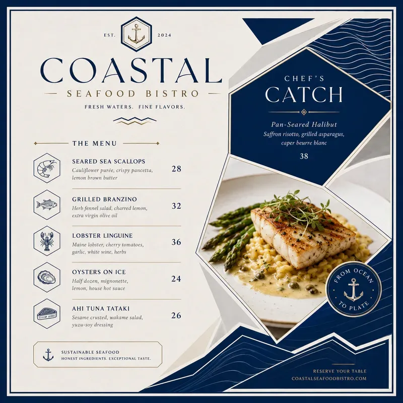 Geometric Boutique Food Menus