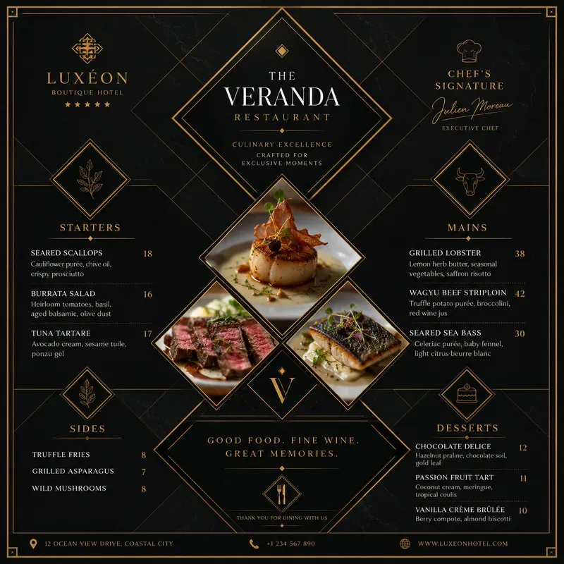 Geometric Boutique Food Menus