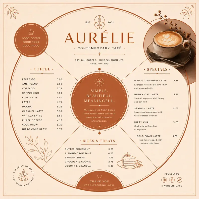 Geometric Boutique Food Menus