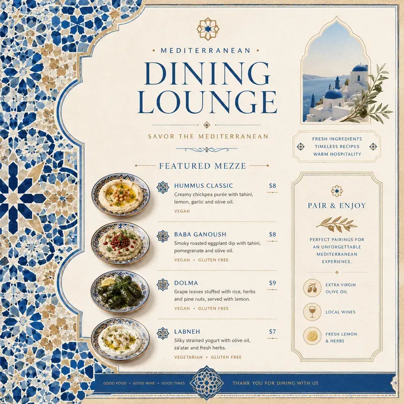 Geometric Boutique Food Menus