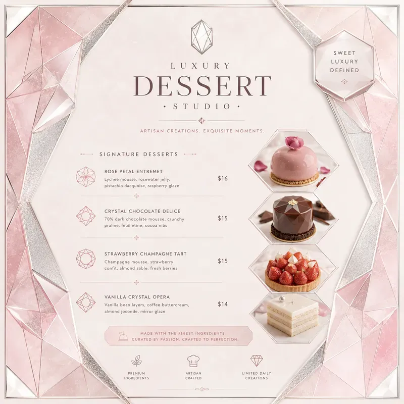 Geometric Boutique Food Menus