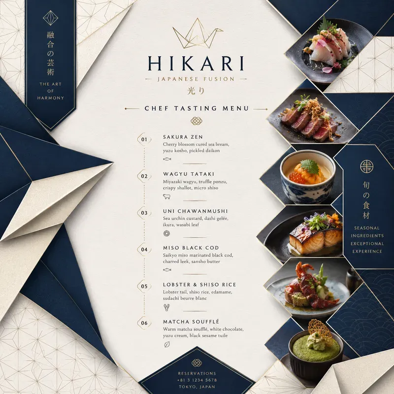 Geometric Boutique Food Menus