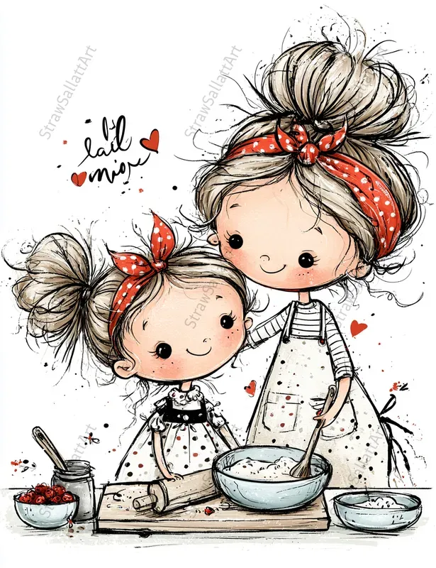 Whimsical Mothers Day Kid Clipart
