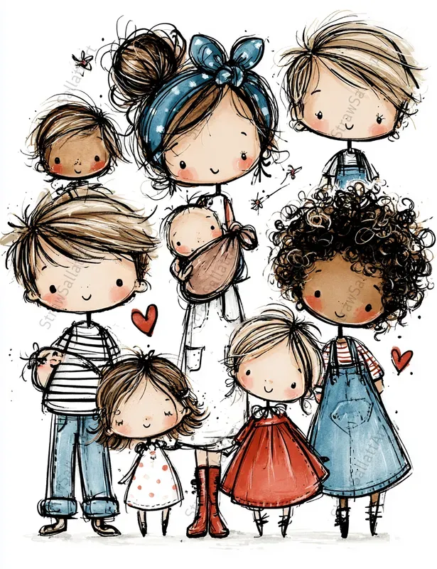 Whimsical Mothers Day Kid Clipart