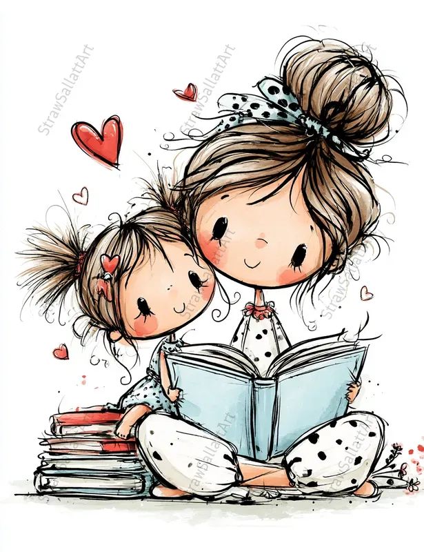 Whimsical Mothers Day Kid Clipart