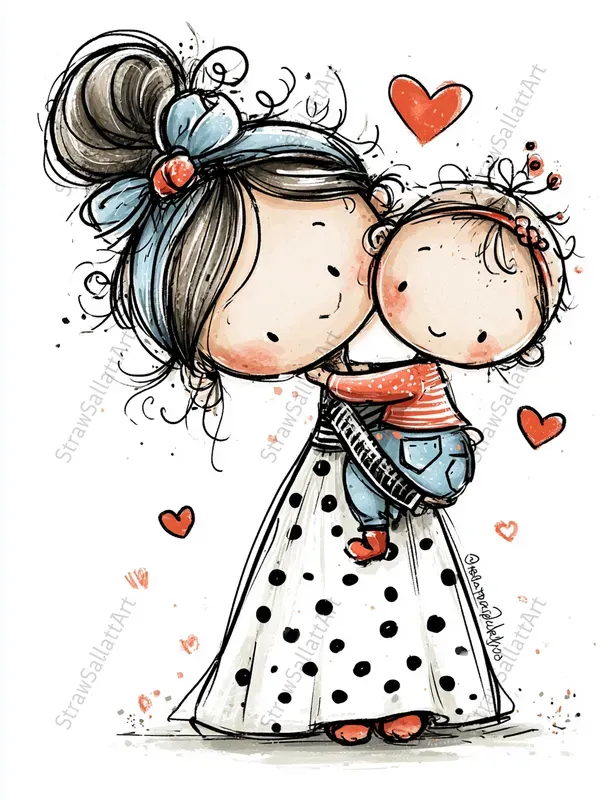 Whimsical Mothers Day Kid Clipart