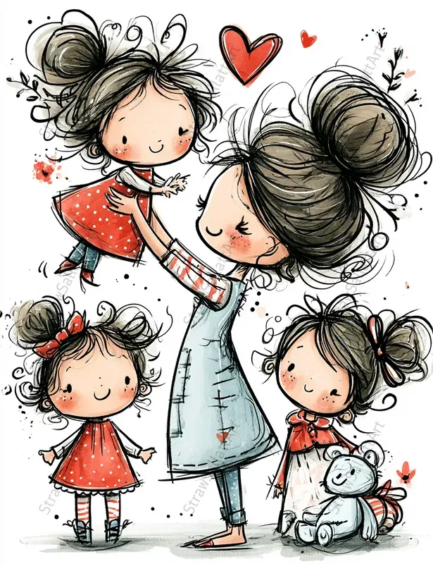 Whimsical Mothers Day Kid Clipart