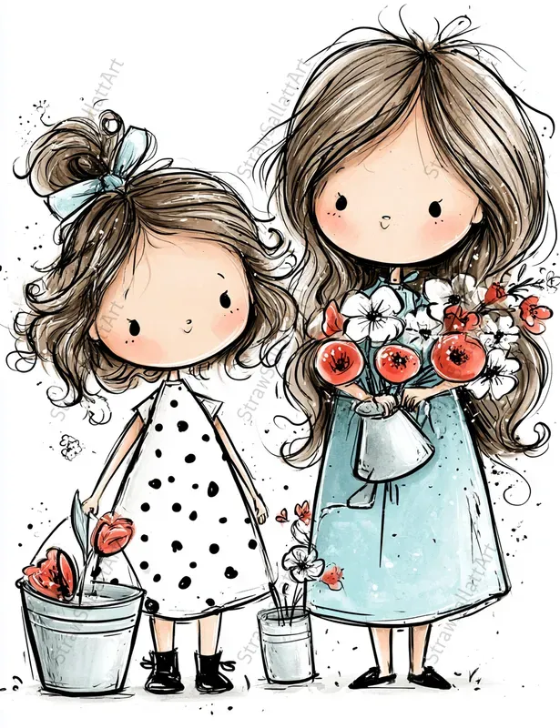 Whimsical Mothers Day Kid Clipart