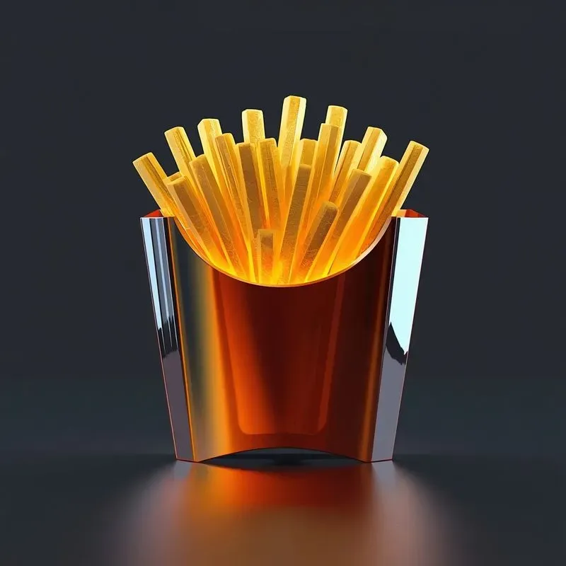 3D Cyberpunk Neon Fast Food Icons