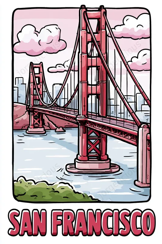 Cartoon Landmark Travel Posters