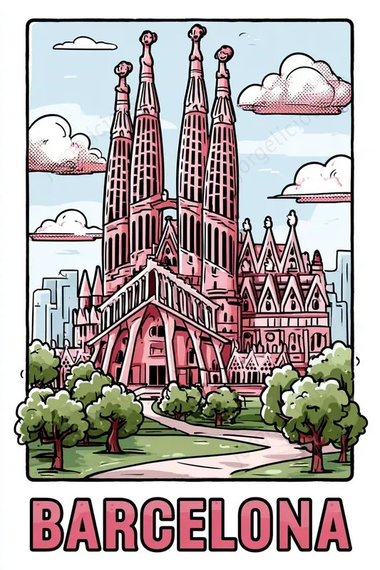 Cartoon Landmark Travel Posters