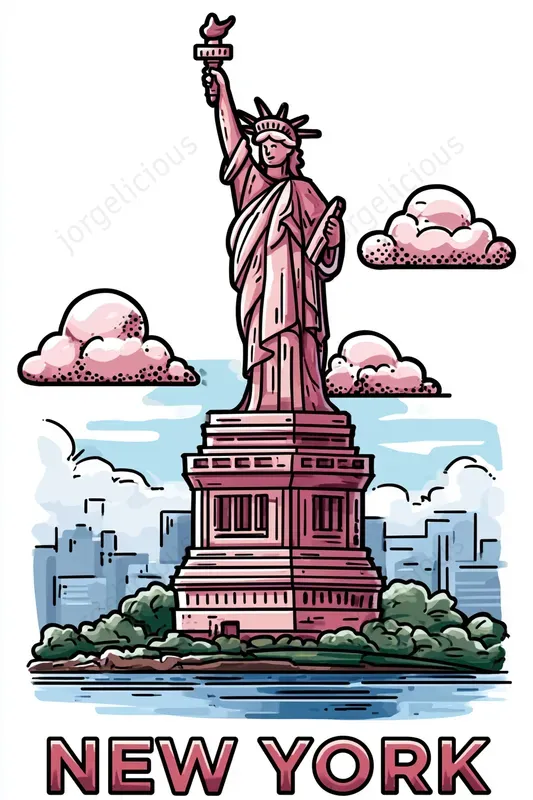 Cartoon Landmark Travel Posters