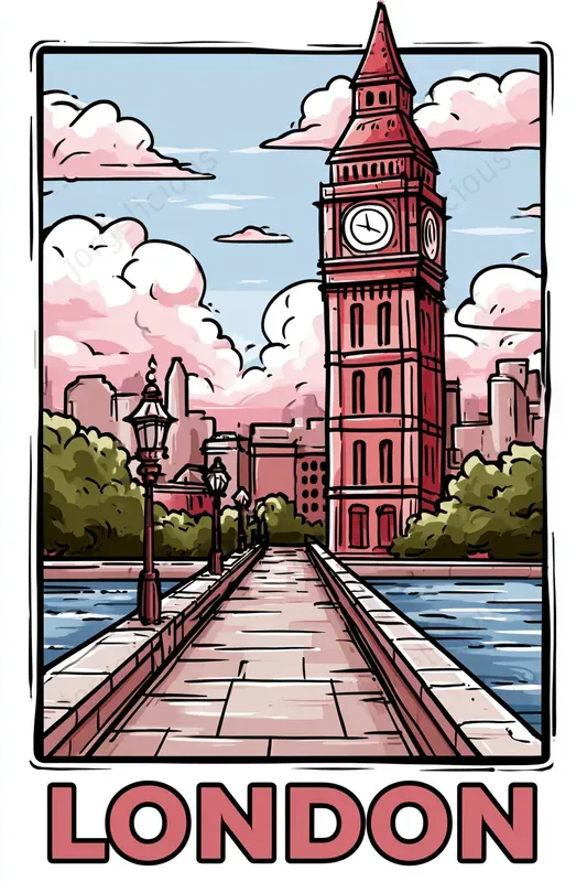 Cartoon Landmark Travel Posters