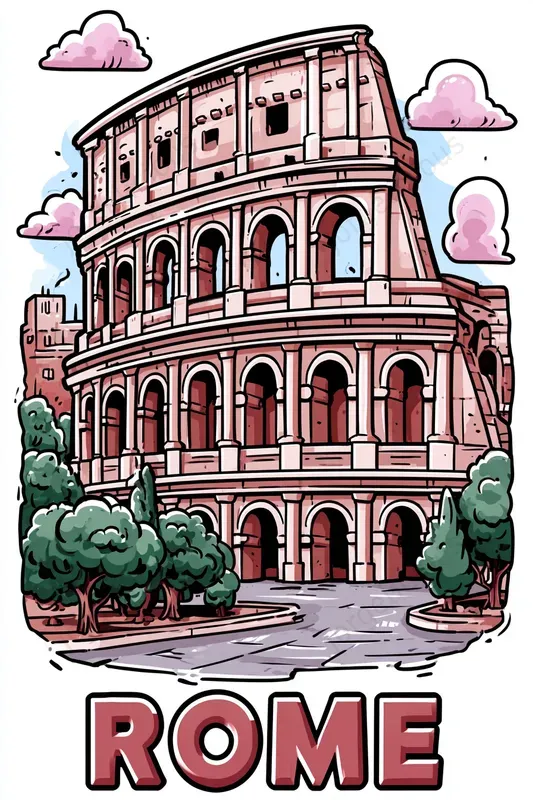 Cartoon Landmark Travel Posters