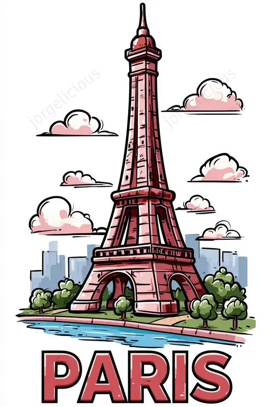 Cartoon Landmark Travel Posters