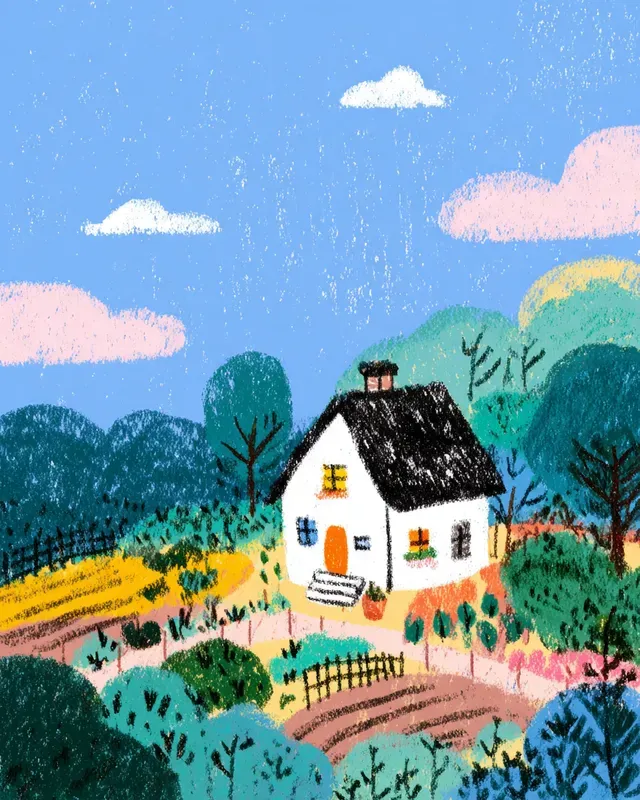 Crayon Kids Illustration Scene Style