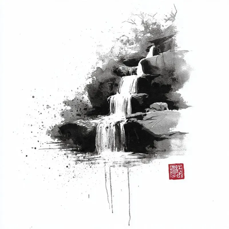 Sumie Dynamic Ink Flow Style