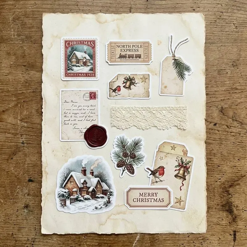 Watercolor Christmas Ephemera Sheets