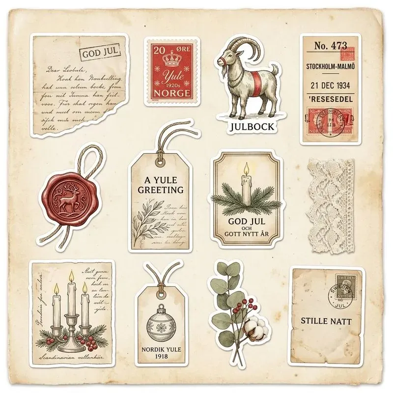 Watercolor Christmas Ephemera Sheets