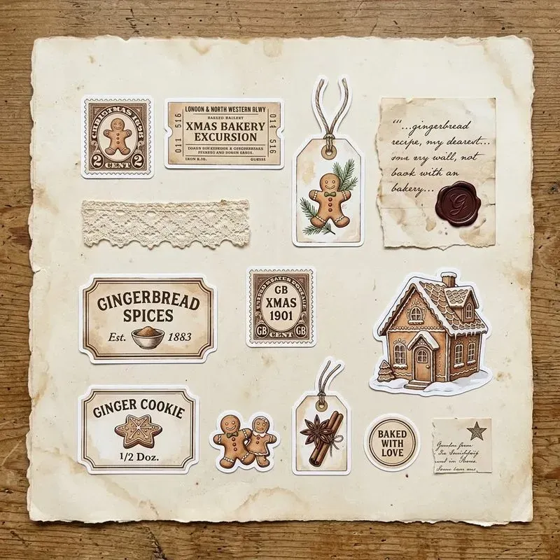Watercolor Christmas Ephemera Sheets