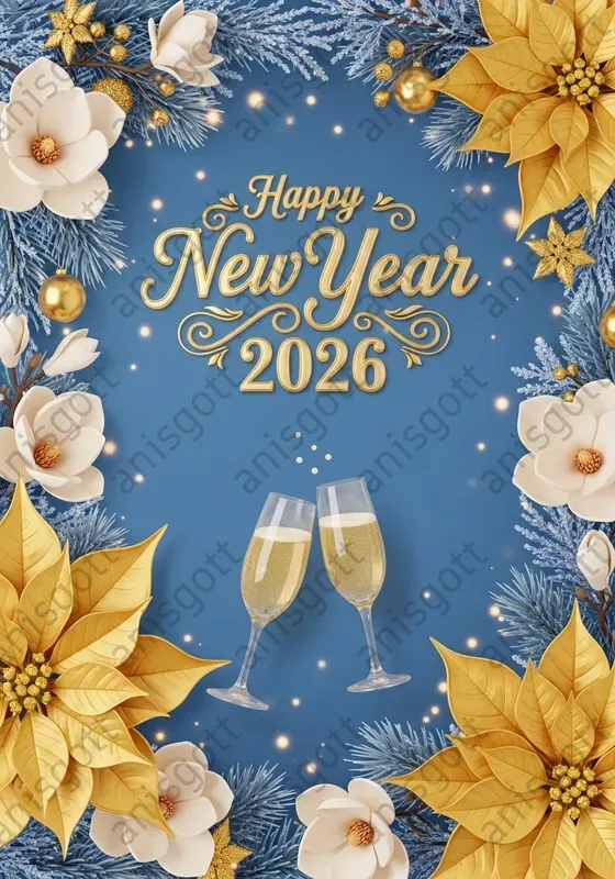 Royal Blue Christmas New Year Posters