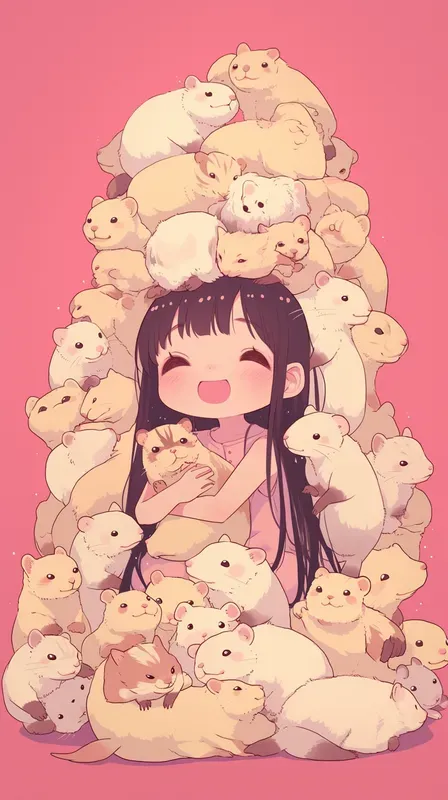 Kawaii Animal Pile Chibi Posters