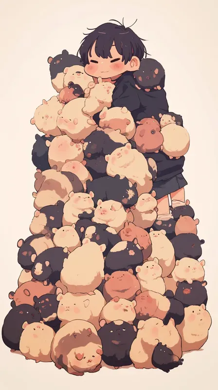 Kawaii Animal Pile Chibi Posters