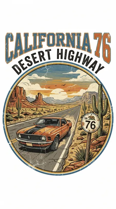 70s Retro Vertical Desert Tshirt Logos