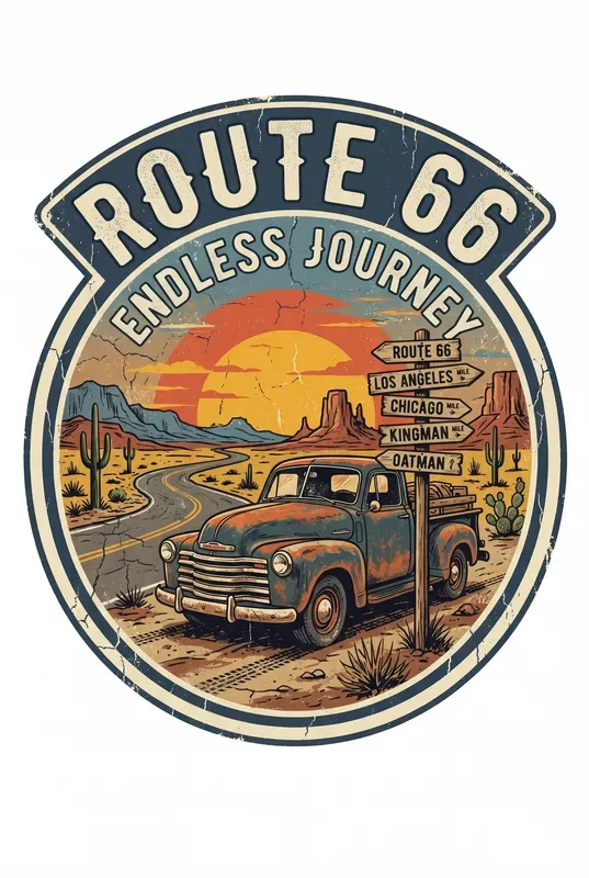 70s Retro Vertical Desert Tshirt Logos