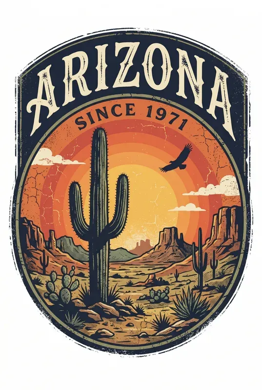 70s Retro Vertical Desert Tshirt Logos