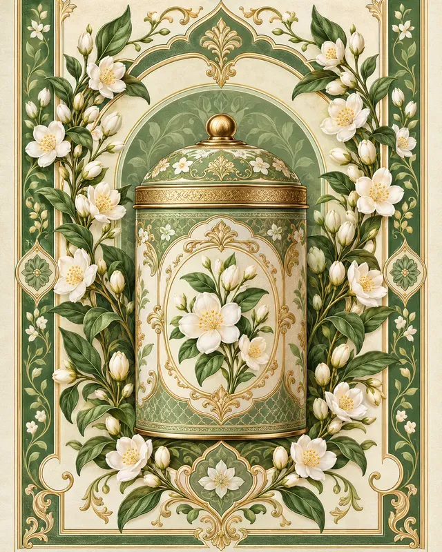 Ornate Tea Tin Emblems