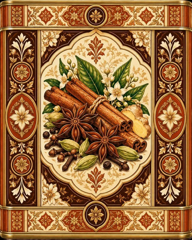 Ornate Tea Tin Emblems