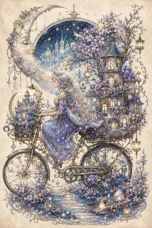 Whimsical Enchanted Bicycle Worlds