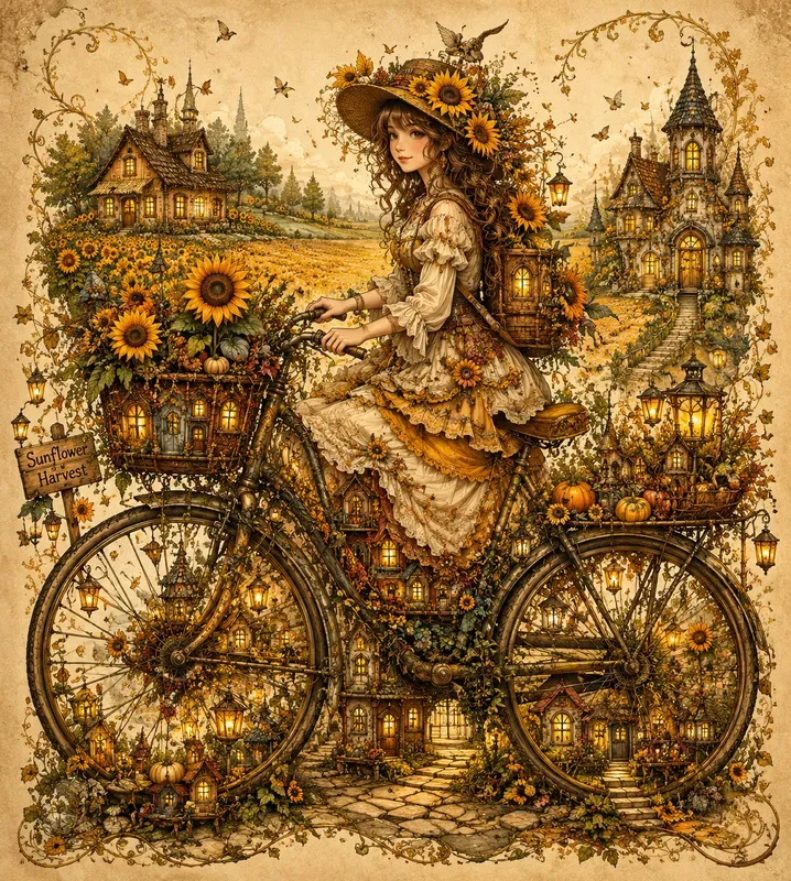 Whimsical Enchanted Bicycle Worlds