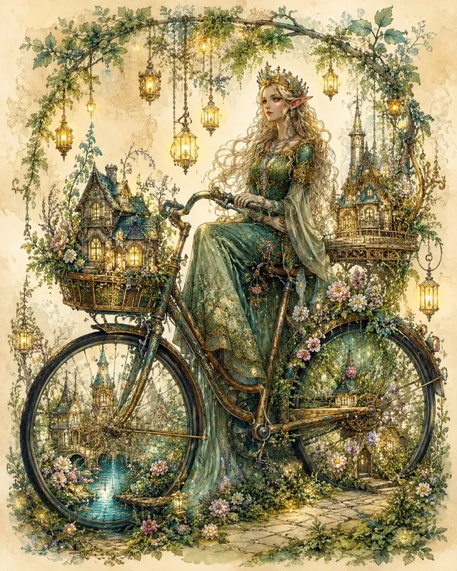 Whimsical Enchanted Bicycle Worlds